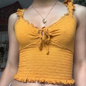 SO Women's Yellow Lace Trim Tank Top